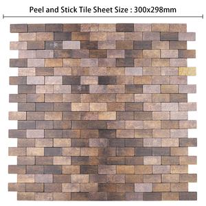 Impermeável 3D Wall Decor Metal Retângulo Retro Art Cozinha Backsplash Mosaico <span class=keywords><strong>Tile</strong></span> Casca e Vara - Product Image 2