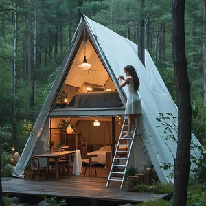 Lều nghỉ dưỡng gỗ sang trọng, đẹp mắt, chất lượng tuyệt vời, chống rách tốt, dành cho gia đình. - Product Image 1