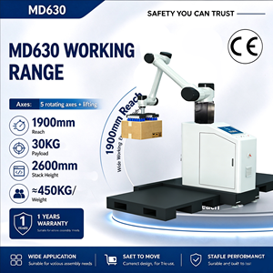 หุ่นยนต์โคบอท 6 แกน สำหรับหยิบและวางกล่องพาเลท  รับน้ำหนักได้ 30 กก.  หุ่นยนต์พาเลทไทเซอร์  หุ่นยนต์แขนกลแบบร่วมปฏิบัติงาน - Product Image 3
