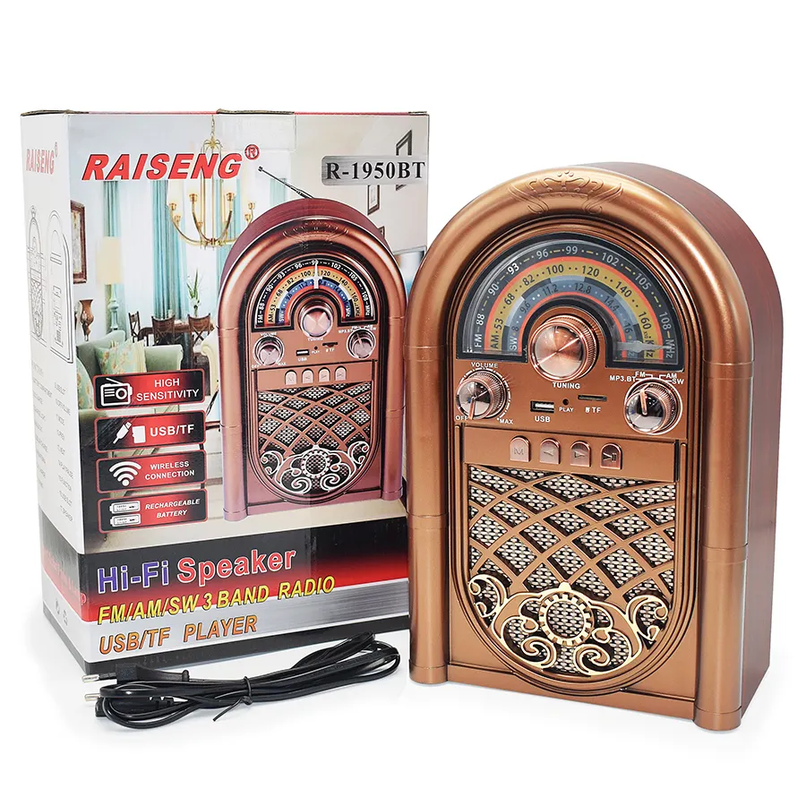 RTS Old style Retro Radio am fm sw 3 bande Home decorazione antica Radio portatile con funzione BT USB MP3 Music Player