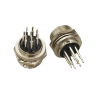 Conector Circular Metálico GX16 M16 de 8 Pines, Macho, para Montaje en Panel, con Pin Sólido Largo Mecanizado y Placa PCB Plateada, Tipo Through Hole
