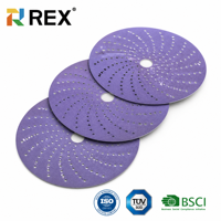 Disques de ponçage REX en film PET enduit violet 150 mm Cyclone multi-trous certifiés ISO TUV, tampons anti-colmatage pour le polissage de la peinture automobile
