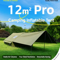 Tente de camping gonflable 12m² Pro à montage instantané avec auvent détachable en PVC 300D Oxford, double porte pour le camping en extérieur, vente en gros