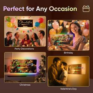 Miroir LED néon personnalisé avec nom, texte/logo, multicolore, à fixer au mur, veilleuse pour chambre, bar, mariage, bâtiments, maison - Product Image 5