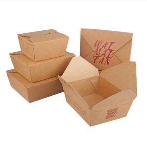 1000ml không thấm nước tùy chỉnh giấy kraft thực phẩm mang đi bao bì hộp hình chữ nhật tròn cho salad Mì gạo - Product Image 2