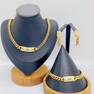 HC <span class=keywords><strong>Dubai</strong></span> Hot Bán thép không gỉ dát Zircon 18K vàng mạ Moroccan Vòng Cổ Vòng đeo tay Bông tai trang sức Set cho phụ nữ - Product Image 3