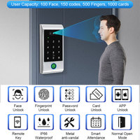 Serrure connectée TTlock étanche avec contrôle d'accès biométrique par empreinte digitale et reconnaissance faciale, carte d'identité et code, pour porte en aluminium, accès facile