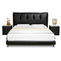 Lit Double Européen de Luxe en Bois Massif, Écologique et Durable, Rembourré, pour Hôtel, Villa, Chambre Principale - Vente en Gros