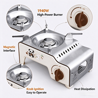Mini réchaud à gaz propane K003 1940W léger et portable avec interface magnétique, allumage coupe-vent inclus, prêt pour le pique-nique