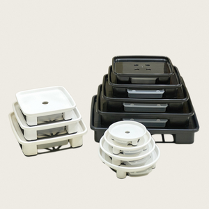 Plafarm JWPL0088 Ensemble de soucoupes carrées noires pour plantes, plateau de récupération d'eau en plastique, base de pot de fleurs, protection de sol intérieur - Product Image 1