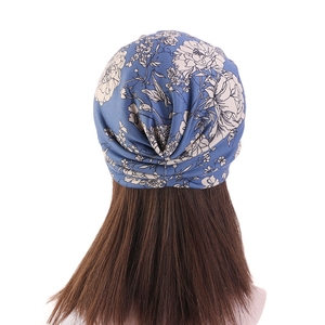 Di Stile di modo Nazionale Fodera di Raso Ragazze Chemio Cap Floreale di Stampa Delle Donne Nodo Turbante - Product Image 2