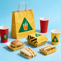 Sac d'emballage alimentaire biodégradable en papier kraft pour poulet frit, hamburger, frites, à emporter, livraison