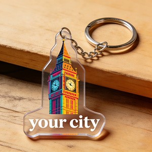 Vente directe d'usine, cadeaux et souvenirs sur le thème de la ville, porte-clés en plastique acrylique avec logo personnalisé - Product Image 3