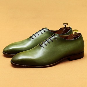 Chaussures décontractées à lacets en cuir véritable vert pour hommes, pour tenue de travail formelle - Antidérapantes, respirantes, légères - Vente en gros disponible - Product Image 5