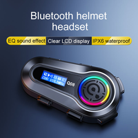 Casque de moto avec écouteurs Q08 BT5.3 sans fil avec effet lumineux EQ, écran LCD, étanche IPX6, 20H d'autonomie, certifié CE/FCC