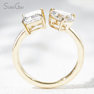 แหวนทองคำแท้ 10K ชุบโรเดียม StarsGem ประดับเพชรแล็บโกรว์ทรงหัวใจ น้ำหนัก 2.0 กะรัต สี E ปรับขนาดได้ สำหรับทั้งชายและหญิง ดีไซน์ทันสมัย - Product Image 4