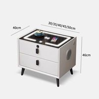 Table de chevet contemporaine de luxe avec chargeur sans fil léger, mobilier de chambre à coucher en cuir à 2 tiroirs, table de chevet au design minimaliste