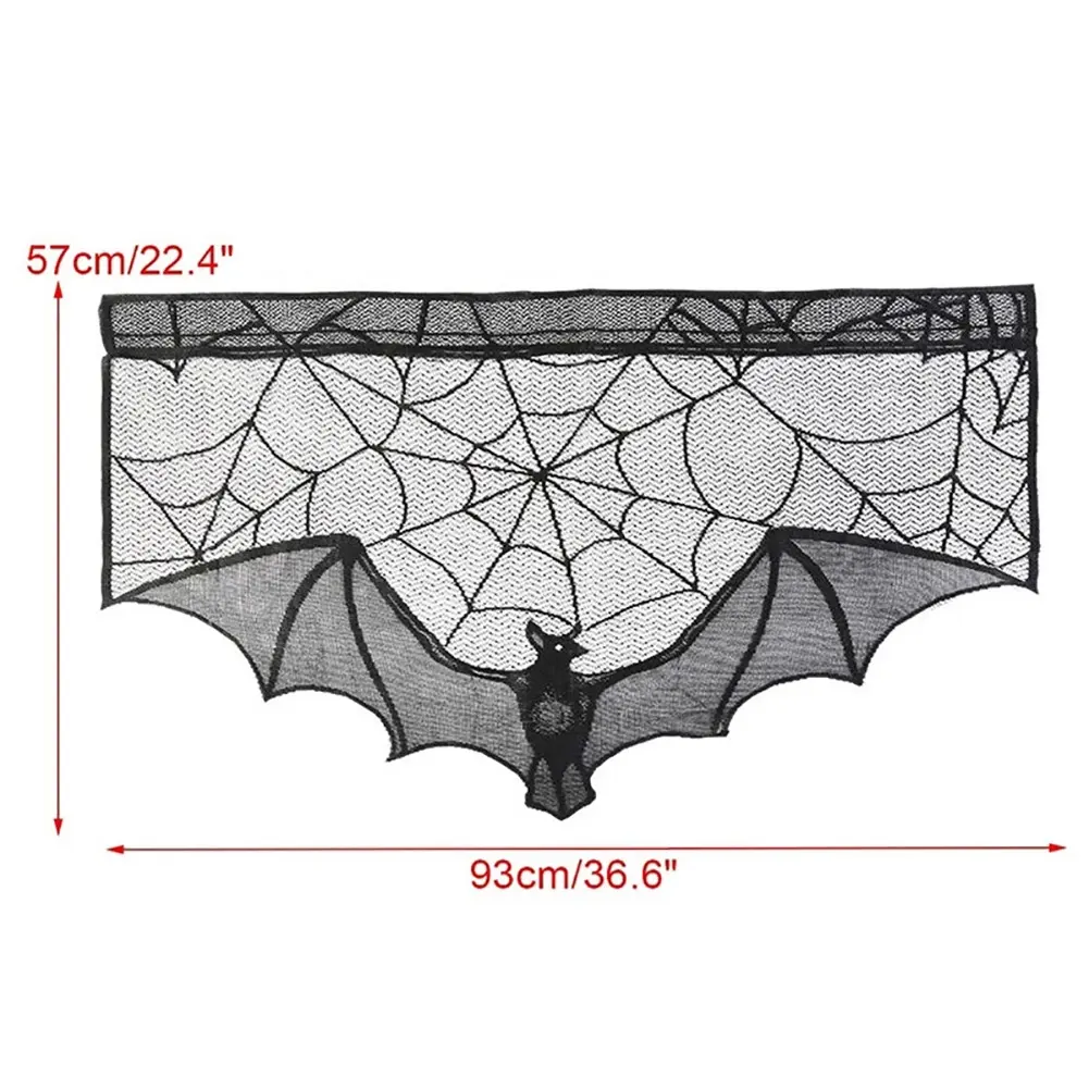 DAMAI Halloween Table Horror Decor Black Lace Spider Web Tablecloth Halloween Theme Party Decorations