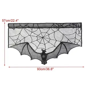 Damai Halloween bảng kinh dị trang trí màu đen ren Spider Web Khăn trải bàn Halloween chủ đề bên trang trí