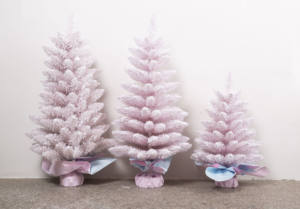 Vente en gros de haute qualité Petit arbre de Noël artificiel en PVC PE rose qui tombe sous la neige Mini arbre de Noël - Product Image 2