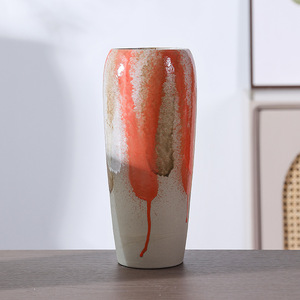 Vase en céramique de style rétro de luxe léger avec glaçure réactive au four pour la décoration de la maison et l'affichage de fleurs artificielles ou séchées - Product Image 2