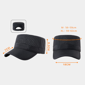 Gorra de 5 Paneles Personalizada de Nailon de Secado Rápido con Orificios de Ventilación Láser, Gorra Plana Redonda con Cierre de Velcro que Absorbe la Humedad - Product Image 3