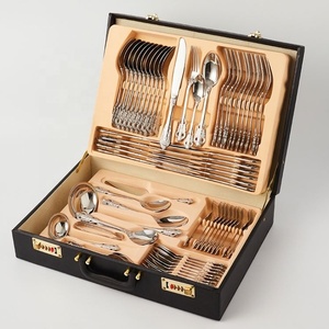 304 72 pièces <span class=keywords><strong>couverts</strong></span> 72 pièces cuillère fourchette et couteau pièce en acier inoxydable or ruban vaisselle ensemble <span class=keywords><strong>12</strong></span> <span class=keywords><strong>personnes</strong></span> Service avec boîte-cadeau - Product Image 5
