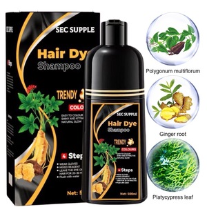 Shampoo Colorante Naturale a Base di Erbe e Ginseng 3-in-1 - Colorazione Rapida 10 Minuti Marrone <span class=keywords><strong>Scuro</strong></span>/Nero con Riparazione - Product Image 2