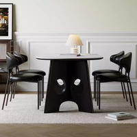 Table à manger en bois massif noir, style rétro français, table à manger italienne, style rétro chinois, ensemble de table à manger en dalle de roche blanche