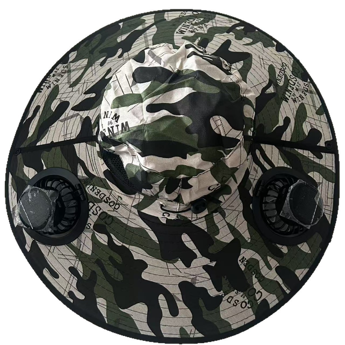 Gorro de aire acondicionado con doble ventilador, diseño camuflaje 1.