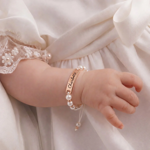 Bracelet personnalisé avec nom de bébé, perle, cordon tressé, plaqué or 18 carats, acier inoxydable, bijoux personnalisés, <span class=keywords><strong>cadeau</strong></span> de Noël - Product Image 6