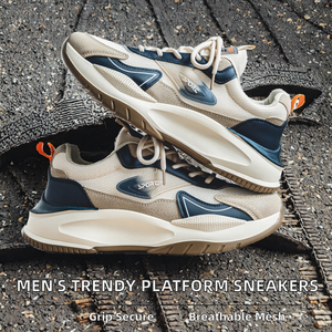 Nouvelles baskets à plateforme antidérapantes en mesh pour hommes, lacées, tendance, décontractées et polyvalentes, chaussures de course personnalisées - Product Image 2