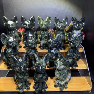 Wholesale Natural Healing <strong>Stone</strong> Crystals White <strong>Jade</strong> Xiuyan <strong>Jade</strong> Hairless Cat for Decoration - Product Image 2