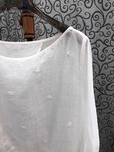 100% blusas de ramio camisas 2025 Primavera Verano estilo mujeres Sexy tul <span class=keywords><strong>encaje</strong></span> Patchwork <span class=keywords><strong>manga</strong></span> <span class=keywords><strong>larga</strong></span> elegante suelta Tops azul blanco - Product Image 3