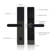 Cerradura Inteligente Semiautomática para Puerta con Huella Dactilar Biométrica, Contraseña y Tarjeta, Cerradura Tuya para Puerta de Madera de Casa o Apartamento