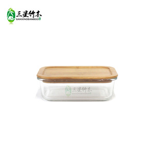Customizable <b>bamboo</b> and wood lids, square sealing silicone ring food storage <b>container</b> lids, glass and stainless steel lunch - Product Image 2