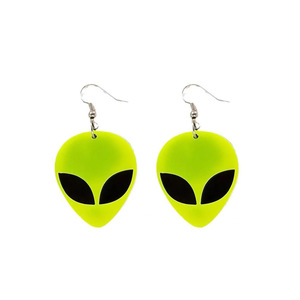 Alien Drop Earrings Rose Red Cartoon Party Costume Accessory - Product Image 3