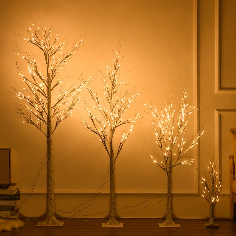 סוללה מופעל/USB חם לבן פסטיבל חג המולד המפלגה שולחן קישוט Led ליבנה עץ לילה אורות