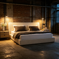 Ensemble de meubles de chambre à coucher de luxe, lit king size, lit plateforme de style japonais, lit confortable adapté aux enfants et aux adultes