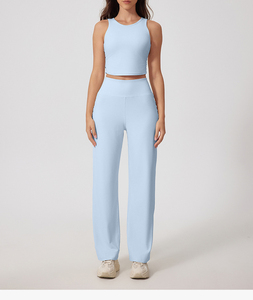 Haute qualité été femmes sans couture <span class=keywords><strong>musculation</strong></span> Yoga haut court licou débardeurs pour la course grande taille sans manches débardeur t-shirt - Product Image 4