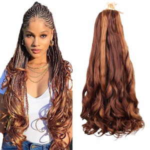 Extensions de Cheveux à Tresser Français Bouclés de 24 Pouces en Fibre Synthétique Haute Température Yaki Vente en Gros 150g pour Coiffures de Femmes Africaines - Product Image 1