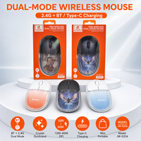 Mouse Nirkabel Kristal Warna Gradasi Lucu 2.4GHz BT Dual Mode 1200-4000DPI Pengisian Daya Tipe-C Mouse Optik Nirkabel