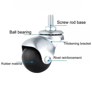 Modern 2 Inch Black PU Steel 360 Swivel Casters Ball Bearing Silent Durable 30-40kg Load <b>Replacement</b> Office Chair <b>Wheels</b> - Product Image 3