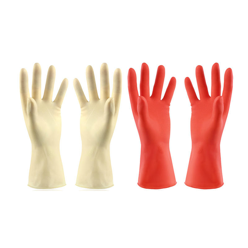 ถุงมือยางลาเท็กซ์เอ็นวัว (สีเหลืองและสีแดง, ขนาด 26 ซม.)