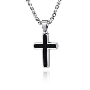 Collier pendentif croix vintage pour homme <span class=keywords><strong>Alin</strong></span>, en acier inoxydable imperméable et inaltérable avec zircon, idéal pour les fêtes ou comme cadeau - Product Image 2