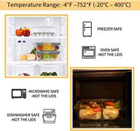 Contenants en verre pour aliments en gros, récipients en verre pour la préparation des repas avec couvercles anti-fuite, compatibles micro-ondes et congélateur (34oz et 12oz)