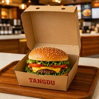 Boîte à hamburger en papier kraft de qualité alimentaire, boîte à hamburger biodégradable, boîte à hamburger en papier pour emporter, emballage pour sandwichs hamburgers