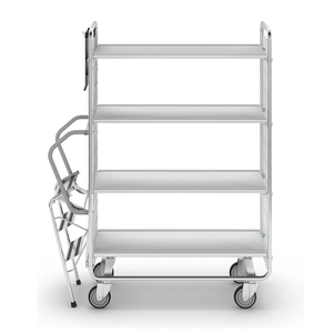 4-टियर ऑर्डर लेने वाली ट्रॉली जस्ता शेल्फ ट्रॉली 4 अलमारियों रोल कंटेनर गोदाम - Product Image 3