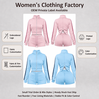 Ensemble athlétique deux pièces pour femme : veste courte zippée et short taille haute – Tenue de sport assortie pour la gym, la course et les loisirs – Vente en gros OEM