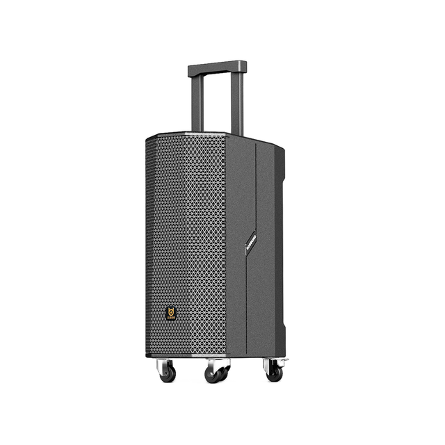 BD Sound Dual 10-Inch Portable Trolley Wood Active Speaker 200W Output for Karaoke Home Theatre Parties Outdoor Mobile